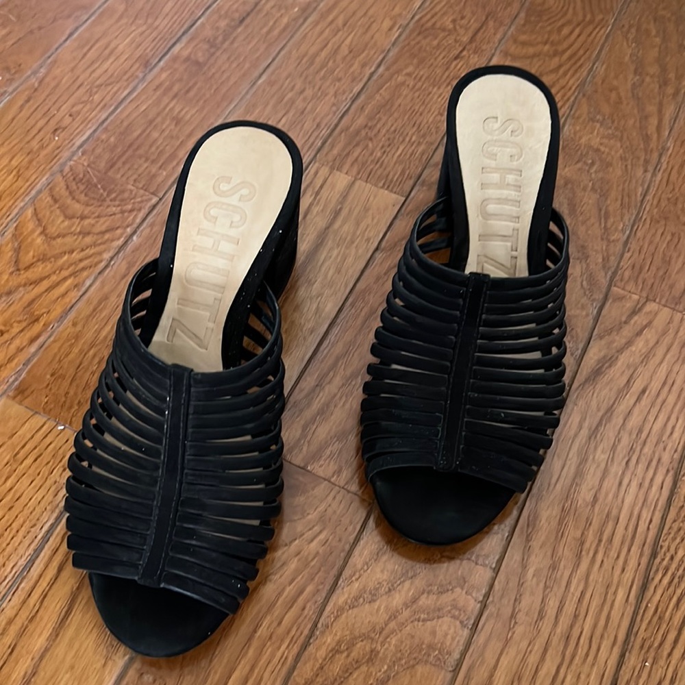 Schutz Black Heeled Sandal